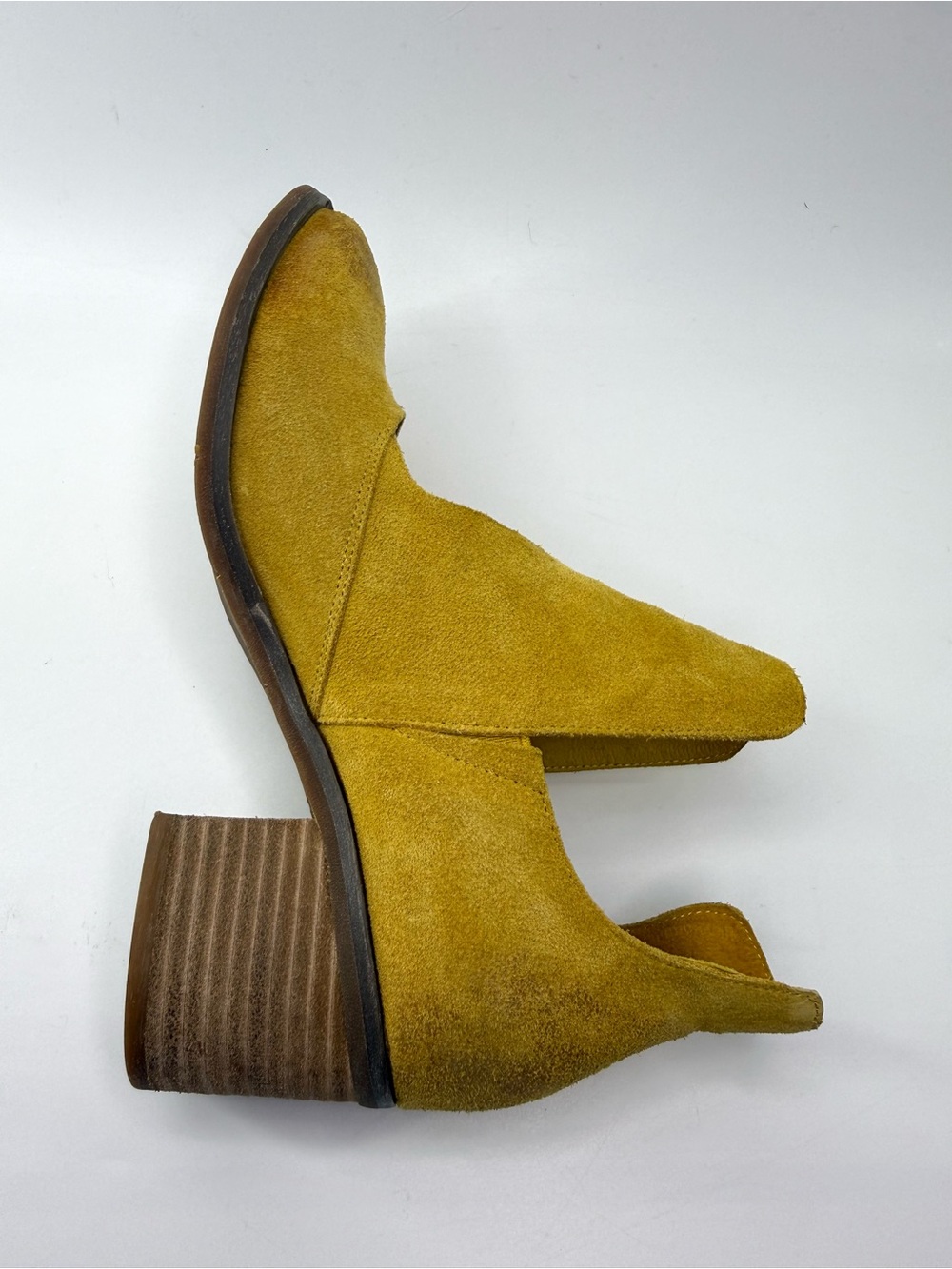 Antelope N47 Cage Mustard Suede Block Heel Booties 37/6-6.5 US - Picture 12 of 16